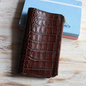 Cartera de cuero marrón con inserto para agenda / Cartera con inserto para cuaderno de viaje / Cartera con inserto con cremallera para Hobonichi Weeks A6 B6 A5 slim