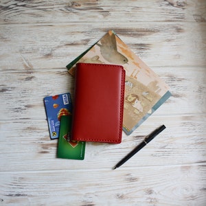 Funda de cuero rojo para notas de campo / Cartera de cuero Moleskine de bolsillo / Funda pequeña de cuero para diario
