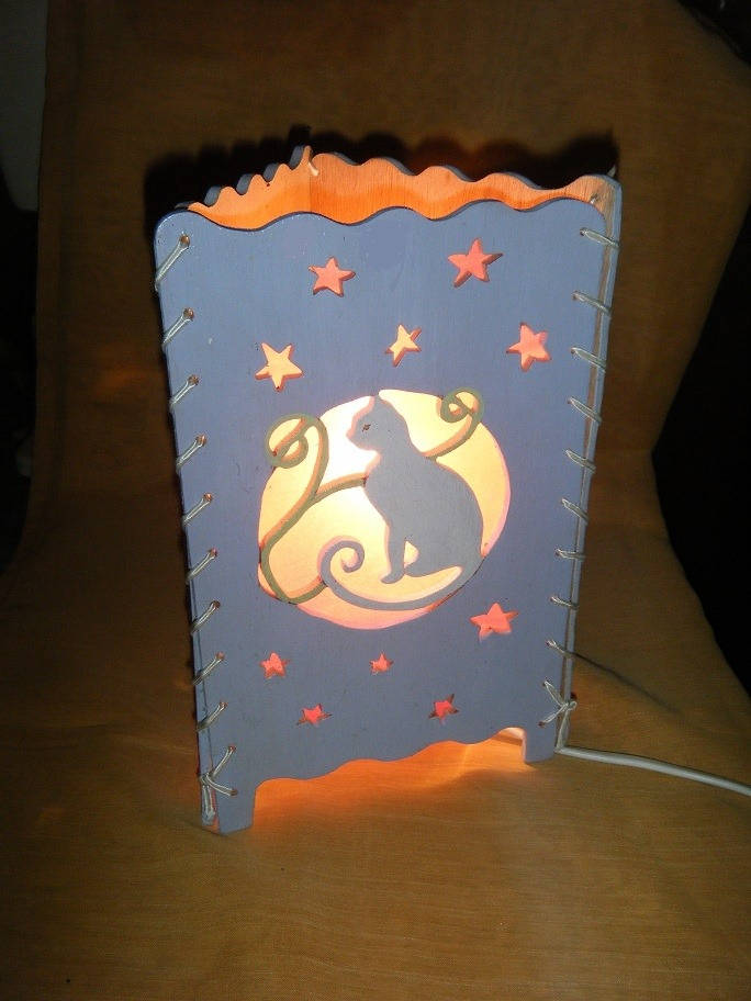 Lampe Bois Chat Pour Déco Chambre Enfant