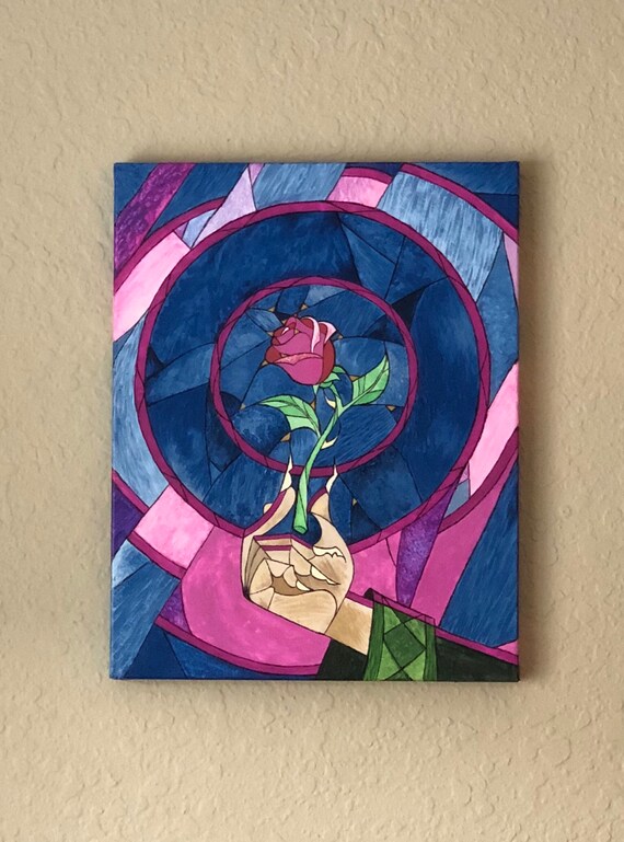 Hand Painted Beauty And The Beast Panel Painting Truly Etsy