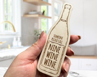 Wijnkeuken magneet, SVG gesneden bestand, wijnliefhebber, negen wijnwijn, houten magneet, laserbestand, Glowforge, koffieliefhebber cadeau, sjabloon, digitaal bestand