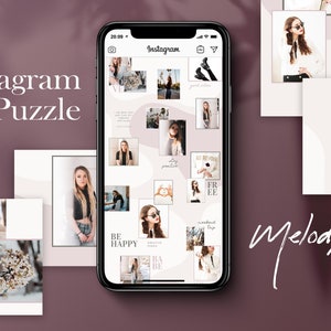 Canva Template, Instagram Puzzle, Instagram Post Template, Canva Puzzle Feed, Instagram Templates, Blogger Templates for Instagram Posts