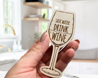 Wijnkeukenmagneet, SVG-bestand knippen, wijnliefhebber, water besparen, wijn drinken, houten magneet, laserbestand, Glowforge, koffieliefhebber cadeau, sjabloon