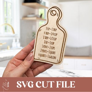 Aimant de mesures, fichier de coupe SVG, aimant en bois de mesures de cuisine, fichier laser, Glowforge, modèle d’aimant de cuisine mignon, aimant SVG