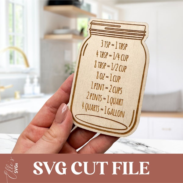 Cute Measurements Magnet, SVG Cut File, Kitchen Measurements Wood Magnet, Laser File, Glowforge, Cute Kitchen Magnet Template, SVG Magnet