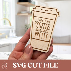 Aimant de café mignon, fichier coupé SVG, aimant en bois, amateur de café, fichier laser, Glowforge, cadeau d’amateur de café, modèle d’aimant de cuisine mignon, numérique