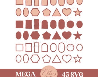 45 geschulpte frames SVG-bundel, 45 decoratief frame SVG-bestanden, Cricut silhouet lasergesneden bestanden SVG-labels, kaarten, uitnodigingen