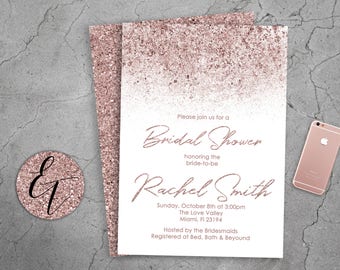 Rose Gold Invitation Etsy