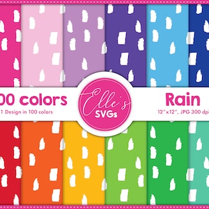 Rain 100 Colors Digital Paper, Dots Digital Paper 100 Colors, Scrapbooking, Printable Paper, Background, Instant Download, Pattern