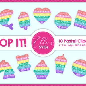10 Pastel POP IT Cliparts, Pop It Images, Pop It Png, Fidget Toy, Pop It Clipart, Dolphin, Cupcake, Unicorn, Pop Its, Instant Download