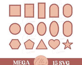 15 geschulpte frames SVG-bundel, 15 decoratief frame SVG-bestanden, Cricut silhouet lasergesneden bestanden SVG-labels, kaarten, uitnodigingen