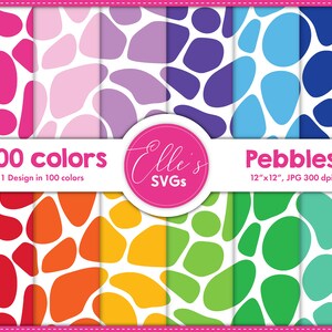 Pebbles 100 Colors Digital Paper, Pebbles Digital Paper 100 Colors, Scrapbooking, Printable Paper Pack, Background, Instant Download, Shapes
