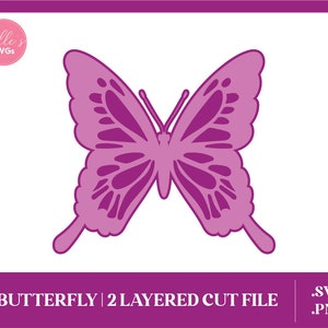 Papillon Svg, fichier de coupe papillon 3D, modèle papillon en couches, décoration murale papillons, Cricut, Silhouette, utilisation commerciale, fichier numérique