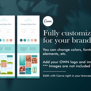 Peut inclure: Deux mod&egrave;les de planche de marque personnalisables avec des palettes de couleurs et des mises en page d'images diff&eacute;rentes. Les mod&egrave;les comprennent un espace pour un logo, un nom d'entreprise, des &eacute;chantillons de couleurs, des styles de police et une grille d'images. Le texte "Enti&egrave;rement personnalisable pour votre marque" est affich&eacute; au-dessus des mod&egrave;les.