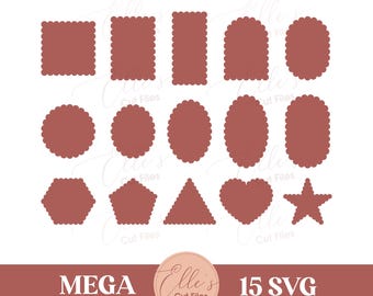 15 geschulpte frames SVG-bundel, 15 decoratief frame SVG-bestanden, Cricut silhouet lasergesneden bestanden SVG-labels, kaarten, uitnodigingen