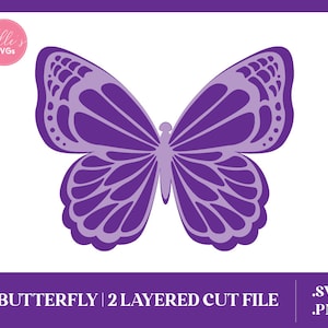 Papillon Svg, fichier de coupe papillon 3D, modèle papillon en couches, décoration murale papillons, Cricut, Silhouette, utilisation commerciale, fichier numérique