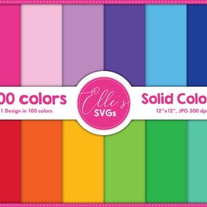 100 Colors Digital Paper, Solid Colors Digital Paper 100 Colors, Scrapbooking, Printable Paper Pack, Background, Instant Download, Swatches