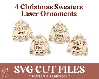 Kersttrui ornament SVG set lasergesneden vakantie ornamenten lelijke trui SVG bundel kerstboom decor bestanden Glowforge Xtool Ready