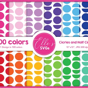 100 Colors Digital Paper, Circles Digital Paper 100 Colors, Scrapbooking, Printable Paper Pack, Background, Instant Download, Shapes