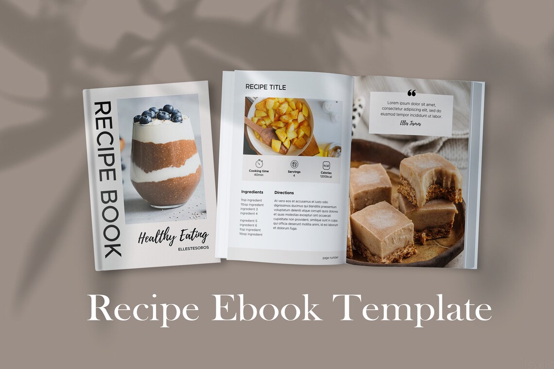 Recipe Ebook Template Cookbook Template Edit With Canva Etsy