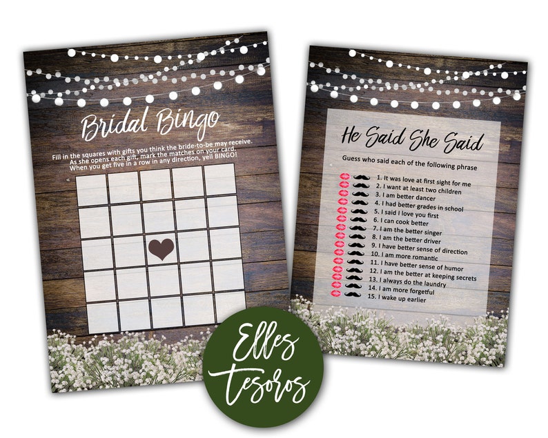 Rustic Bridal Shower Games and Signs Printable Bridal Shower Bundle Bridal Shower Games Bridal Shower Signs Package Rustic Instant Download