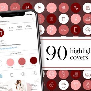 90 Instagram Highlight Covers, Red Instagram Icons, Burgundy Covers, Outlines Instagram Highlights, Social Media Icons, Story Covers, Icons