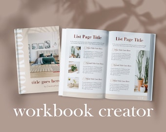 Modelo de pasta de trabalho de 60 páginas, modelo de e-book, curso on-line de modelo Canva, modelo de lista de verificação, modelo de planilha, ímã de lead de pasta de trabalho Canva