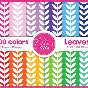 Flowers & Leaves 100 Colors Digital Paper, Cute Paper 100 Colors, Scrapbooking, Printable Paper Pack, Background, Instant Download, Pattern