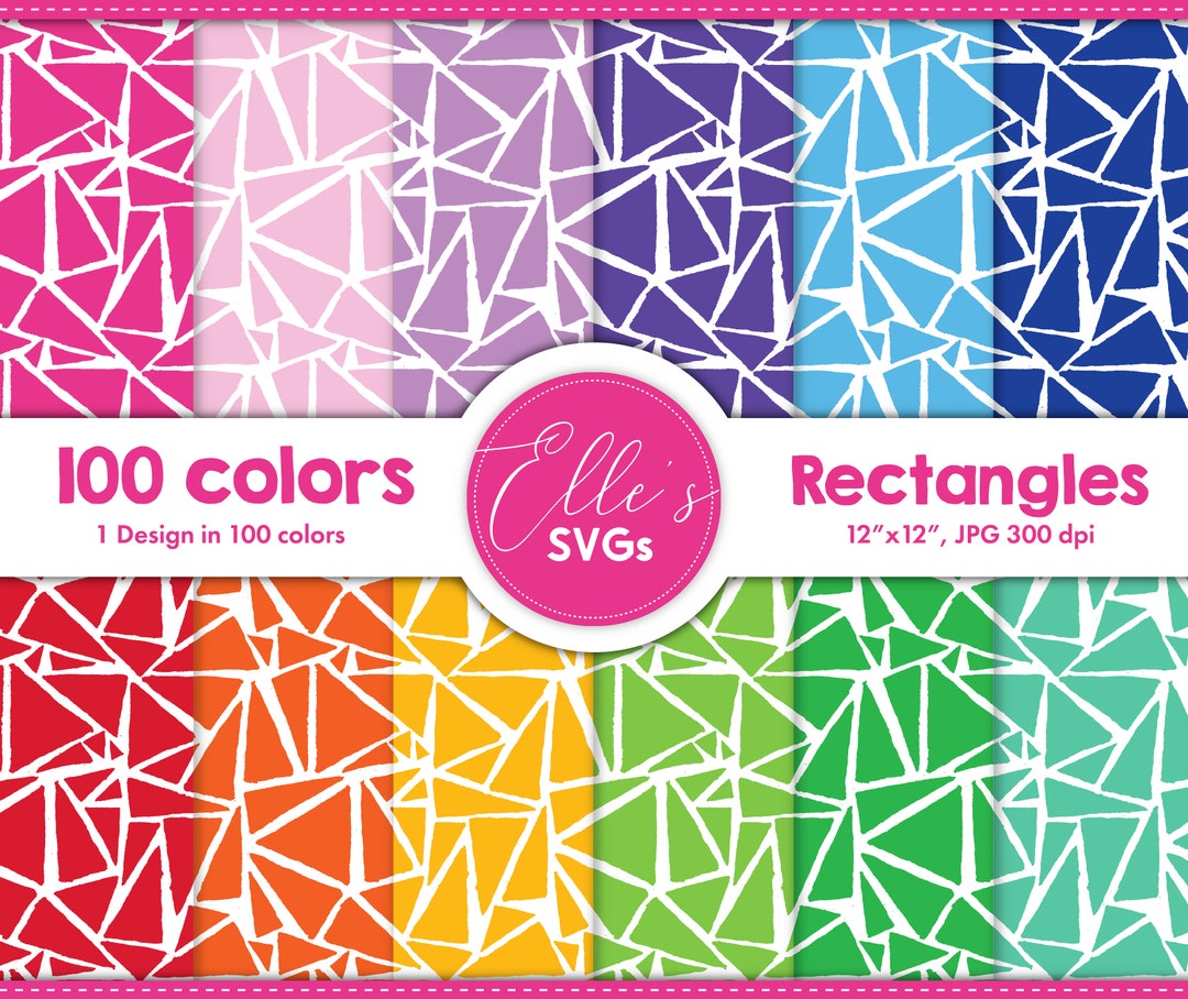 100 Colors Digital Paper, Rectangles Digital Paper 100 Colors ...