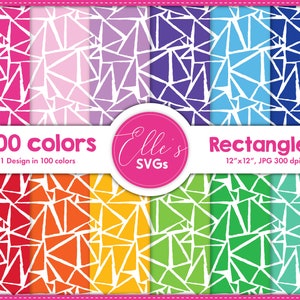 100 Colors Digital Paper, Rectangles Digital Paper 100 Colors, Scrapbooking, Printable Paper Pack, Background, Instant Download, Geometric