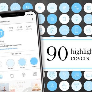 90 Baby Blue Instagram Icons, Instagram Highlight Covers, Outlines Instagram Highlights, Social Media Icons, Story Covers, Instagram, Icons