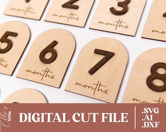 Milestones Cut File, Arch Milestones Laser Cut Files, Baby Milestone Cards Toys, Gift for Baby Laser File,  Glowforge, Laser, DIGITAL FILE