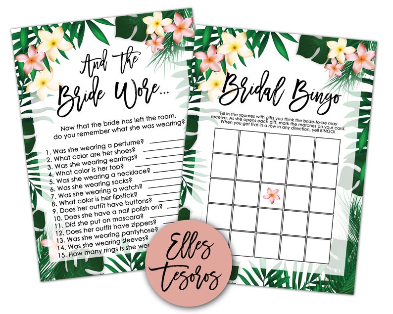 Tropical Bridal Shower Games Bundle Hawaiian Bridal Shower Games Set Aloha Bridal Shower Printable Bridal Shower Games Package Luau