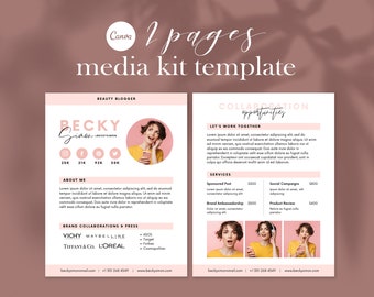 2 Pages Media Kit Template | Blogger | Media Press Kit Template | Canva Template | Influencer Media Kit Template | Instagram Influencer