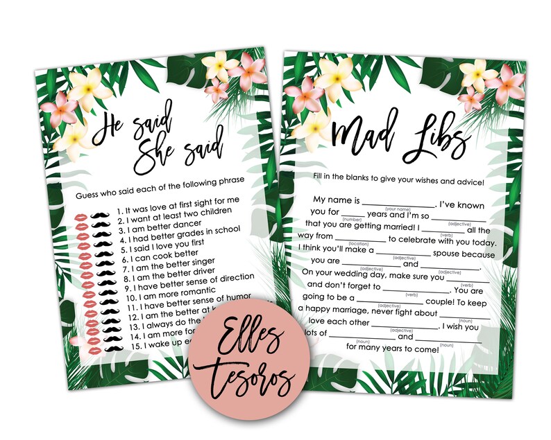 Tropical Bridal Shower Games Bundle Hawaiian Bridal Shower Games Set Aloha Bridal Shower Printable Bridal Shower Games Package Luau