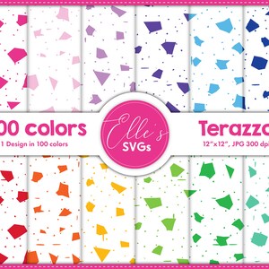 Terazzo 100 Colors Digital Paper, Terazzo Pattern Digital Paper 100 Colors, Scrapbooking, Printable Paper Pack, Background, Instant Download