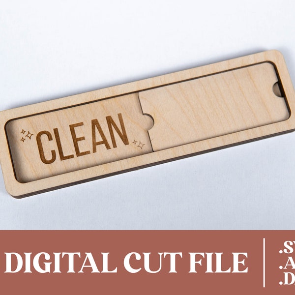 Clean & Dirty Magnet, Laser Cut File, DIGITAL DOWNLOAD File, Dishwasher Magnet Cut File, svg, ai, dxf Cut Files, Glowforge, Wood Laser Files