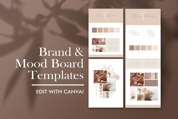 Brand Board Template, Mood Board Template, Branding, Online Business, Canva Brand Board, Canva Mood Board Templates, Logo Design, Moodboard