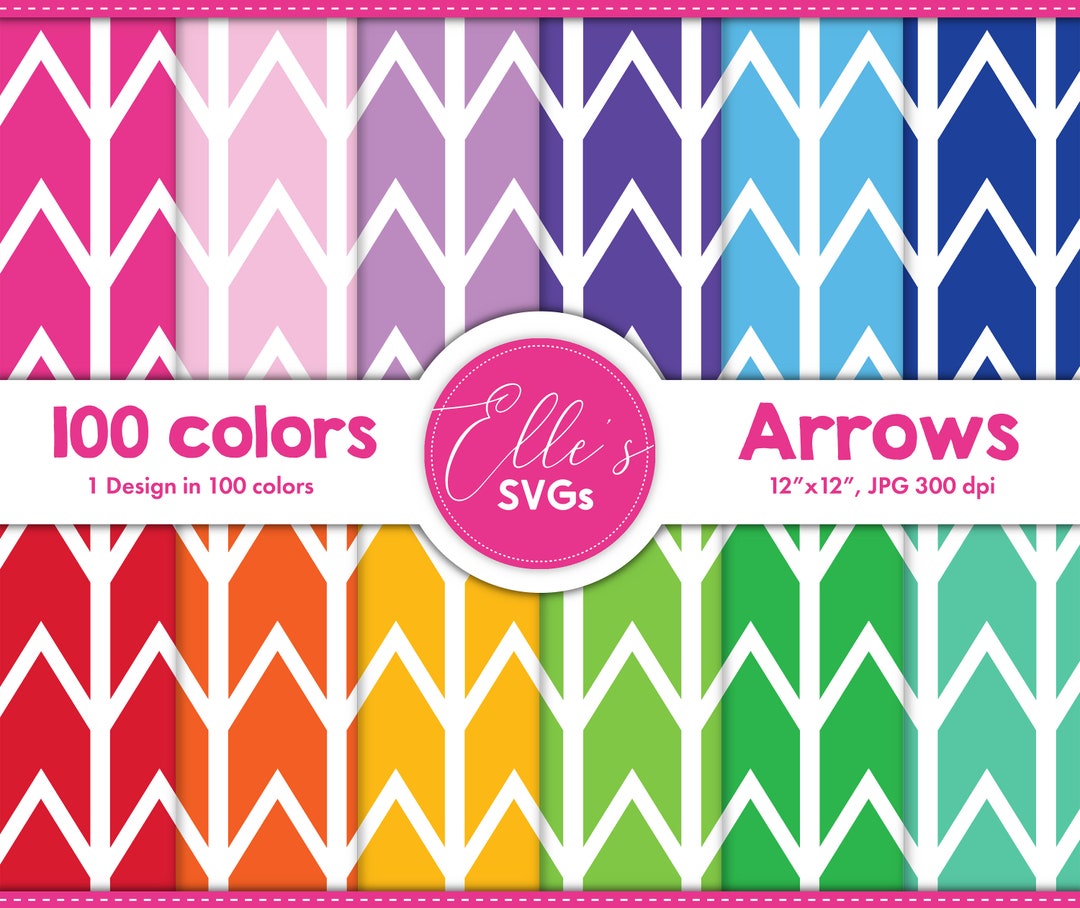 Arrows 100 Colors Digital Paper, Cute Digital Paper 100 Colors ...