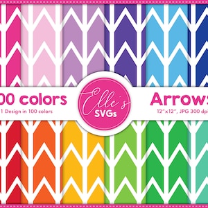 Arrows 100 Colors Digital Paper, Cute Digital Paper 100 Colors, Scrapbooking, Printable Paper Pack, Background, Instant Download, Pattern