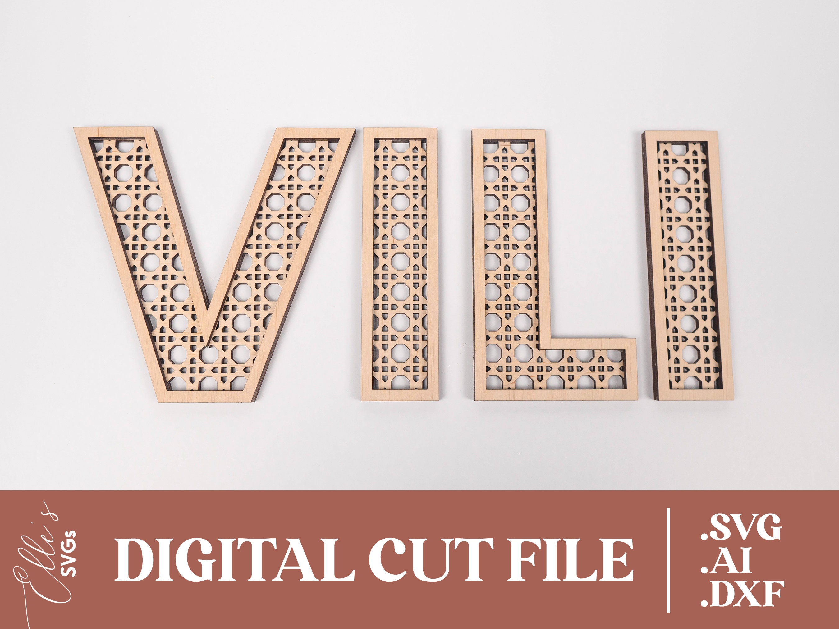 Rattan Letters Cut File, Alphabet Wood Letters, Laser Cut File, Name ...