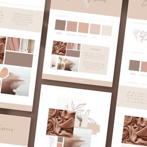 May include: Brand identity guide for Elles Tessons, featuring a logo with a stylized flower and the text "Elles Tessons". The guide includes a color palette with shades of brown and pink, typography examples, and mood board images.