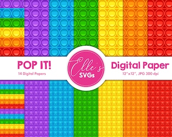 POP IT Digital Paper, Popit Digital Paper 14 Designs, Fidget Toy, Pop It Clipart, Scrapbooking, Digital Paper, Background, Instant Download