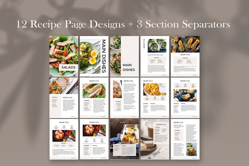 Recipe Ebook Template Cookbook Template Edit With Canva Etsy