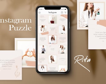 Feminine Instagram Puzzle Template, Canva Collage (Digital Download)