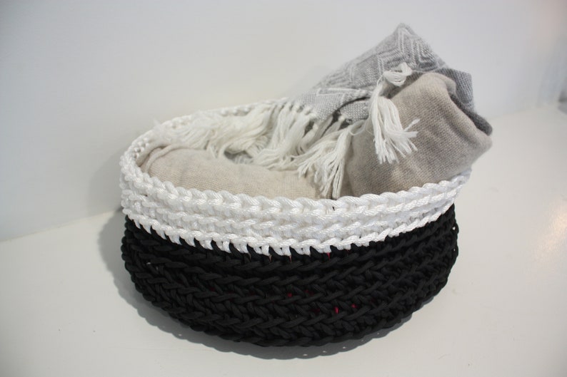 Handmade crochet rope bowls stackable image 3