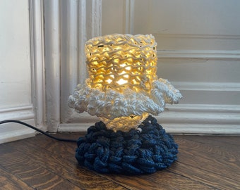 ANEMONE Crochet Table Lamp - white, blue