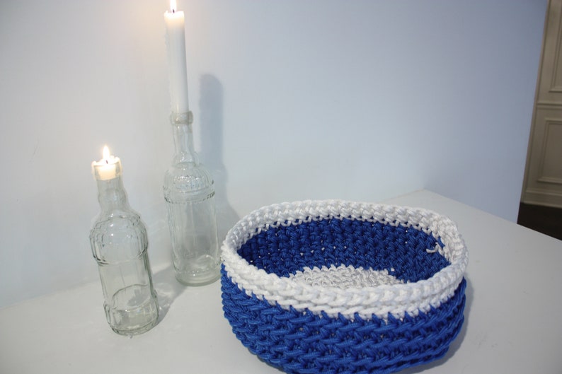 Handmade crochet rope bowls stackable image 6