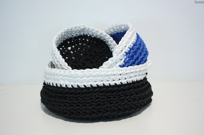 Handmade crochet rope bowls stackable image 2