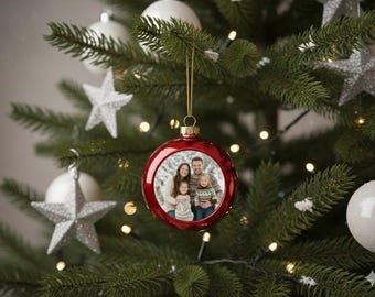 Gepersonaliseerde kerstbal met foto, kerstbal in een aangepaste kleur, kerstboomversiering